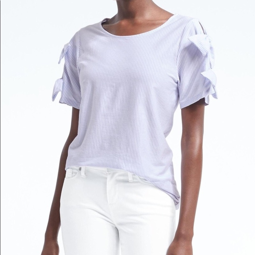 Banana Republic Stripe Bow Sleeve Couture Tee